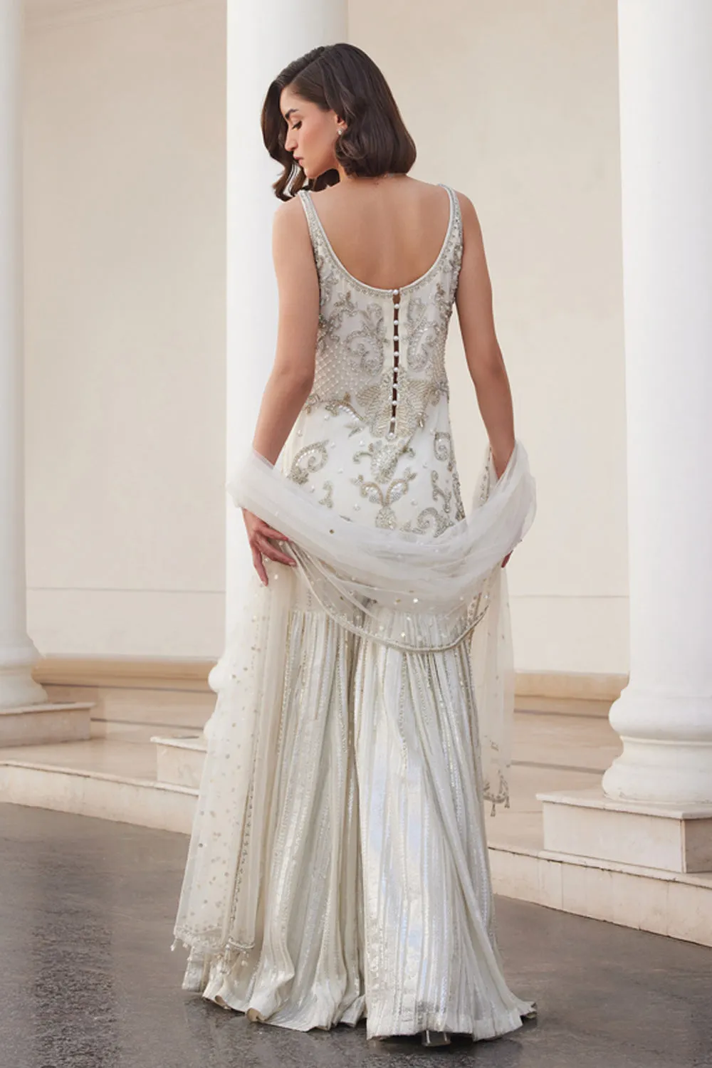 Pearl White Kurta & Sharara Set sold by Market product image thumbnail 2