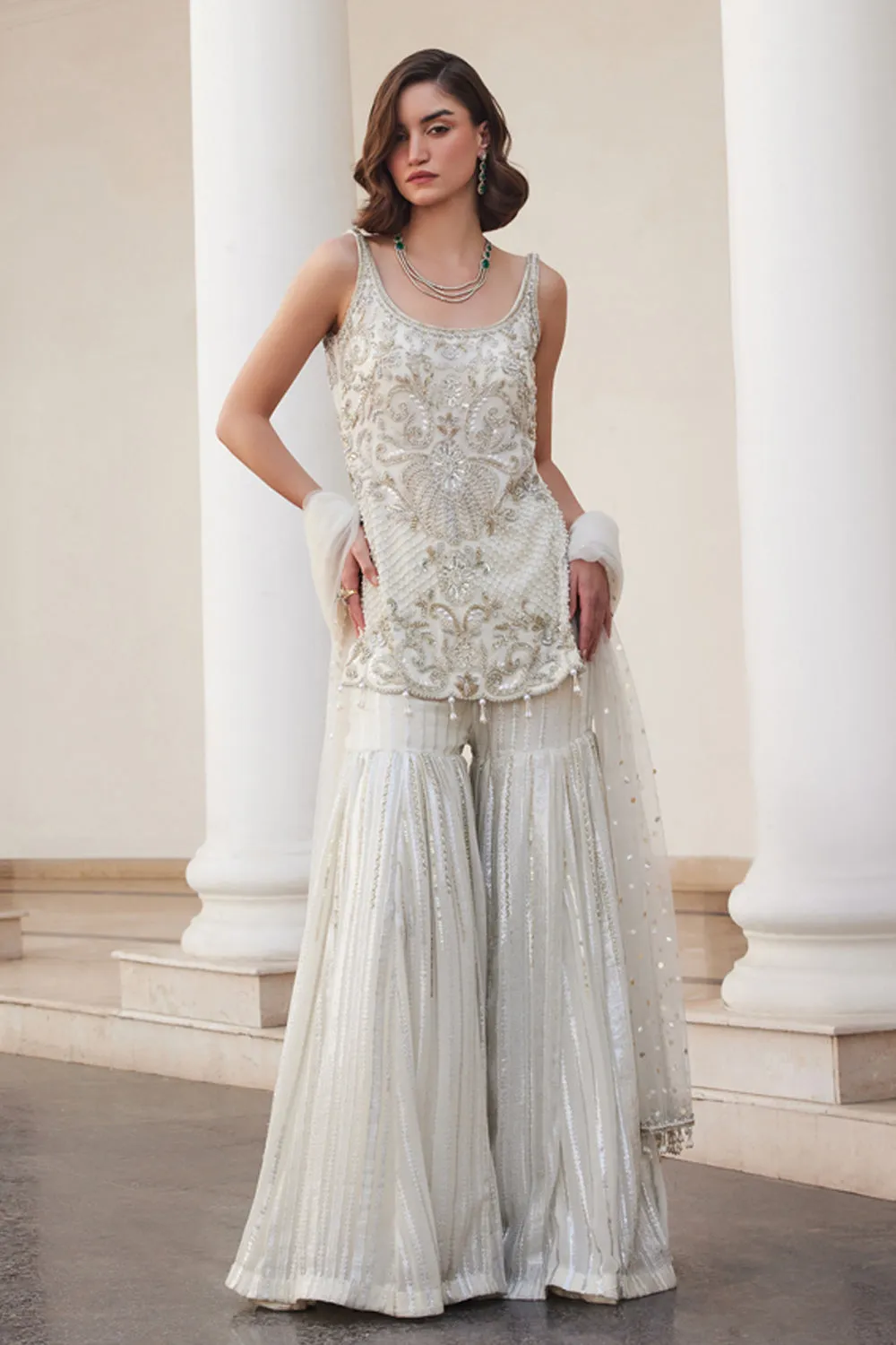 Pearl White Kurta & Sharara Set sold by Market product image thumbnail 4