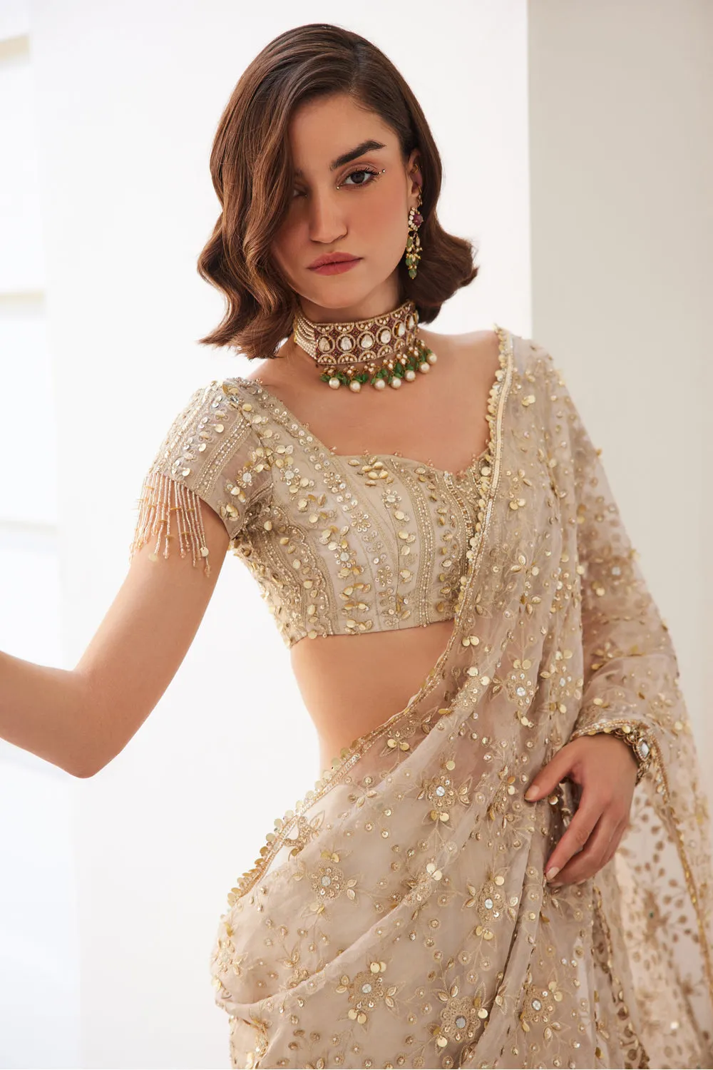 Tissure Pre Draped Saree sold by Market product image thumbnail 4