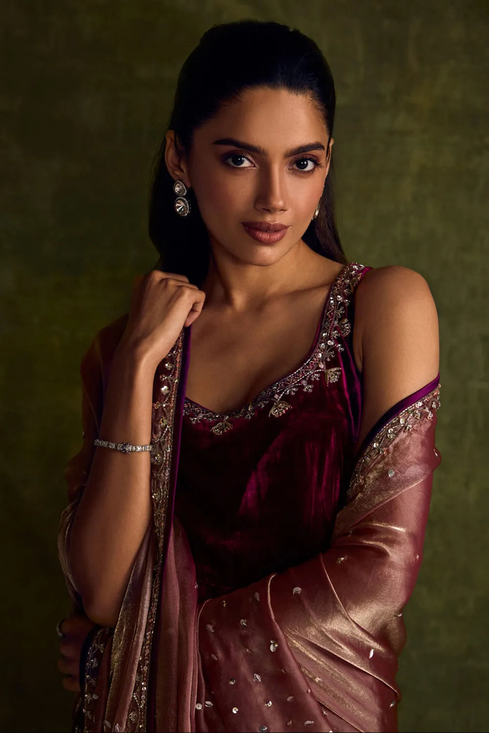 Mulberry Velvet High Slit Kurta & Pants Set sold by Market product image thumbnail 4