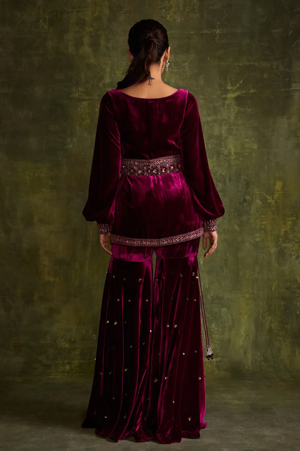 Mulberry Velvet Peplum & Sharara Set sold by Market product image thumbnail 2