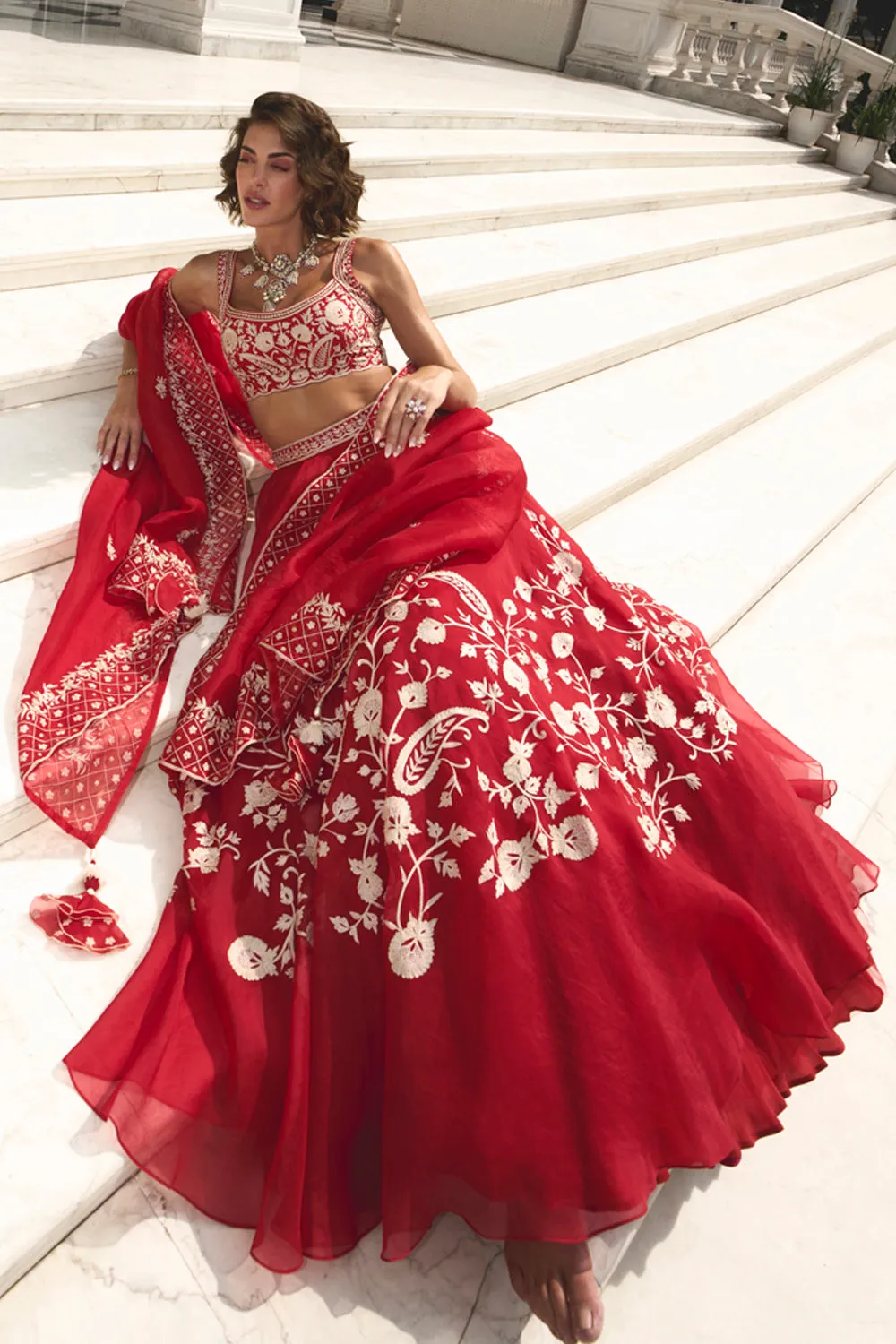 Red Organza Lehenga sold by Market product image thumbnail 3