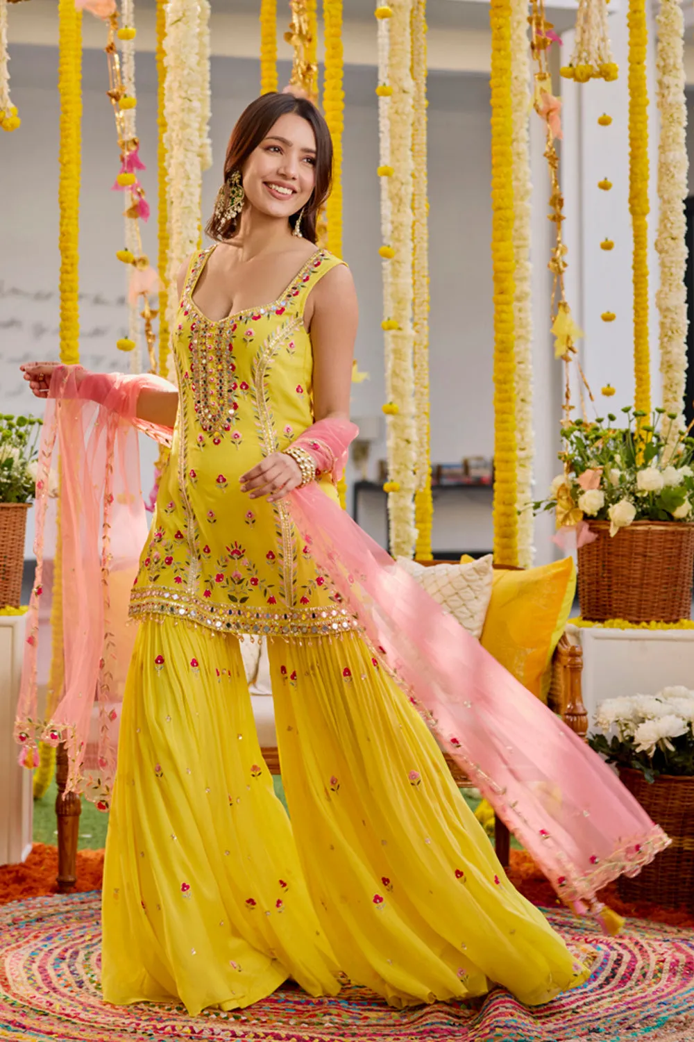 Sunshine Yellow Kurta and Sharara sold by Market product image thumbnail 4