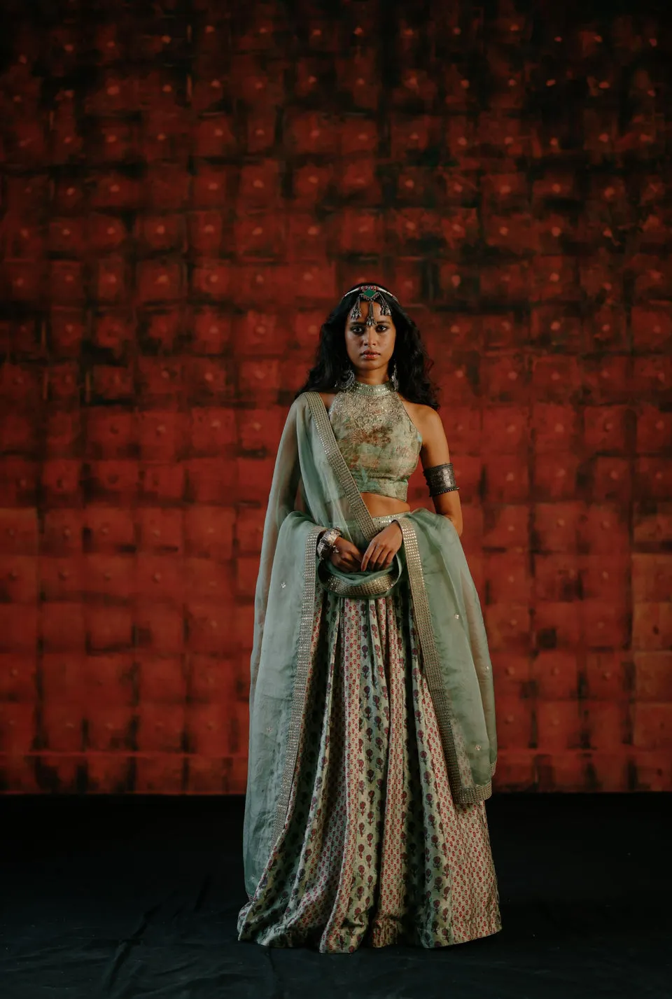 Mint Lehenga sold by Market
