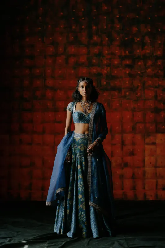 Indigo Lehenga sold by Market