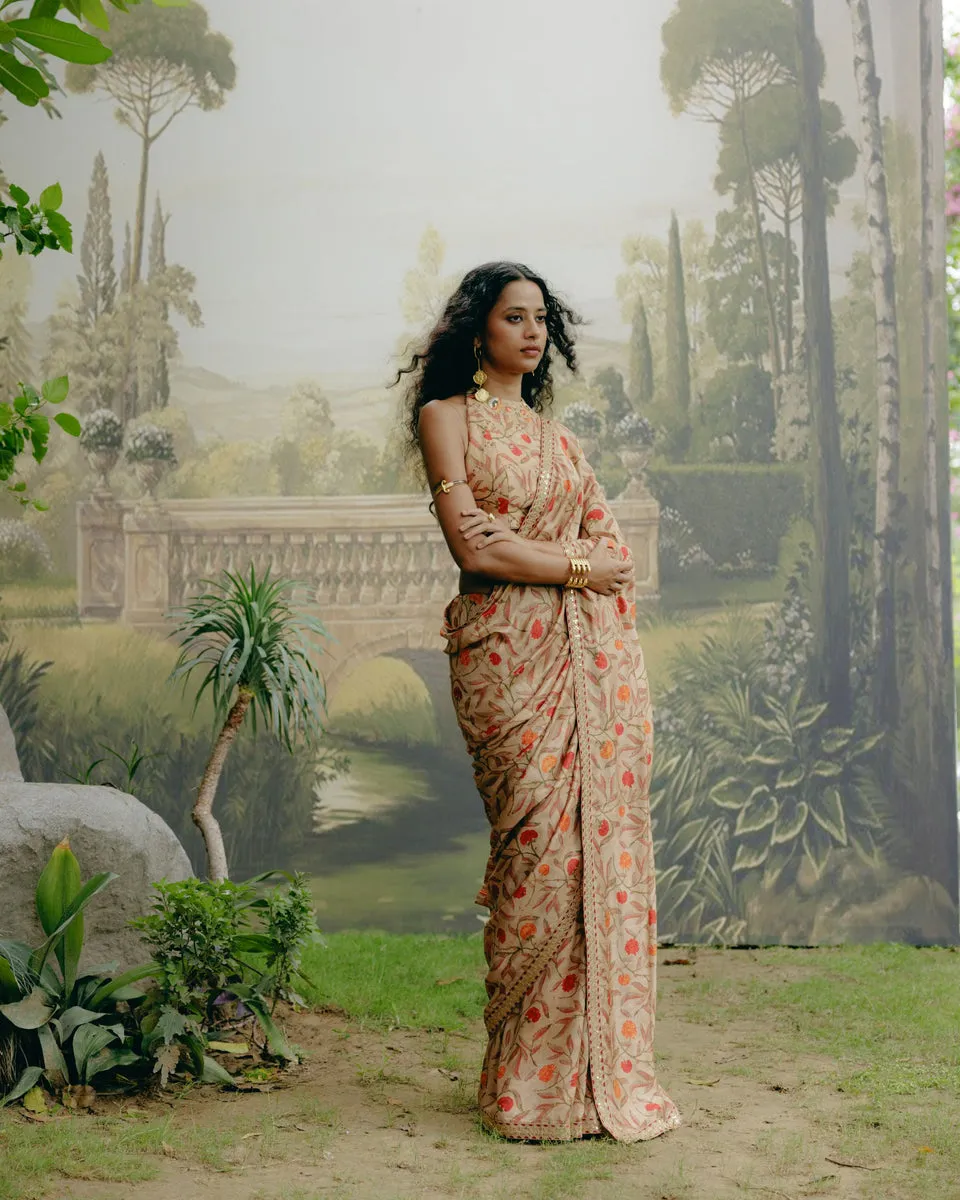 Biscuit Brown Saree sold by Market product image thumbnail 5