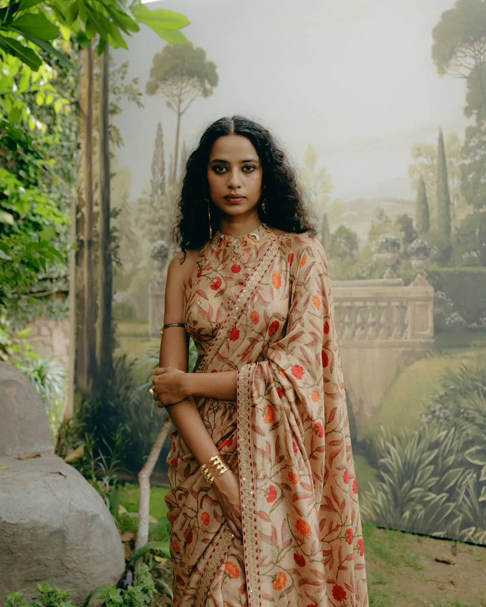 Biscuit Brown Saree sold by Market product image thumbnail 3