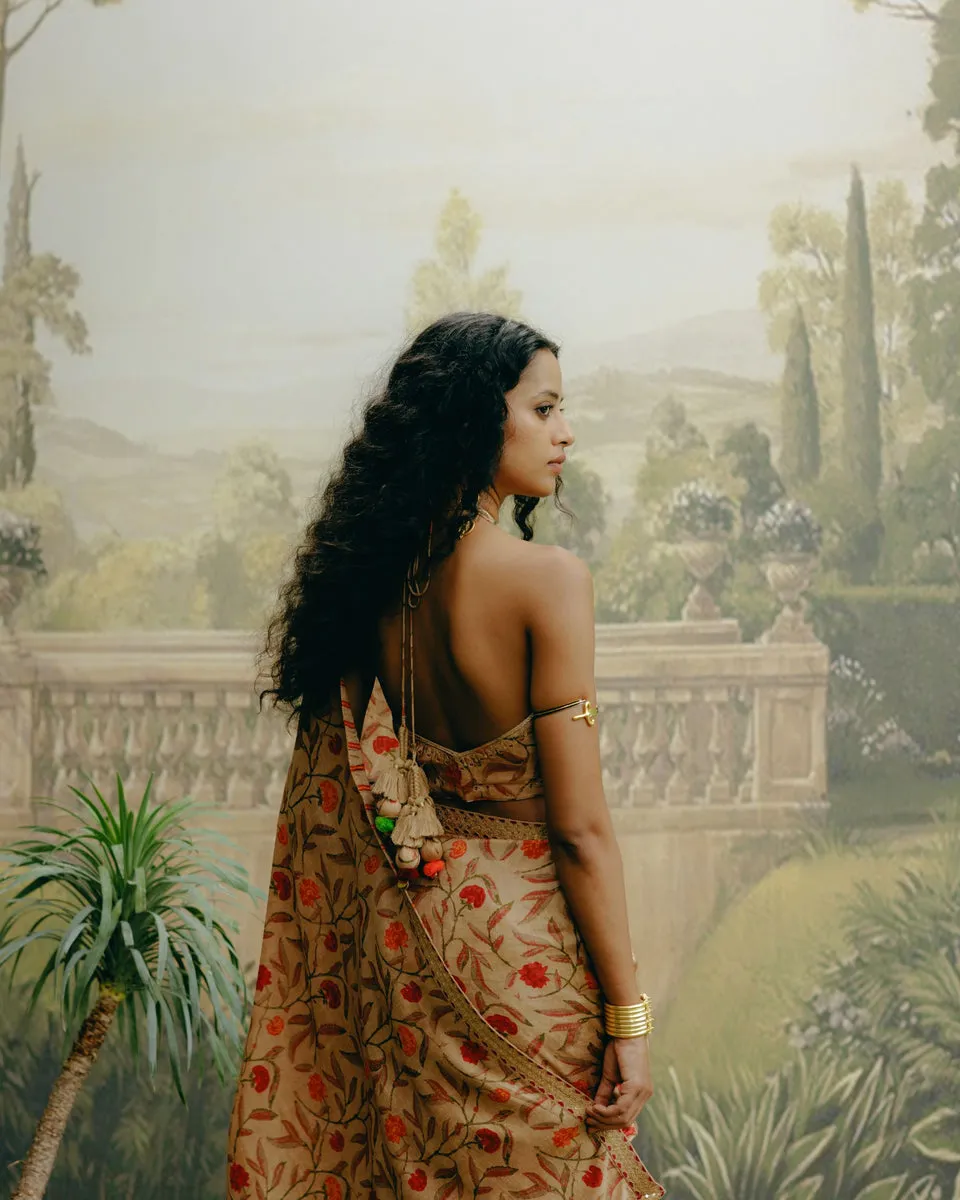 Biscuit Brown Saree sold by Market product image thumbnail 2