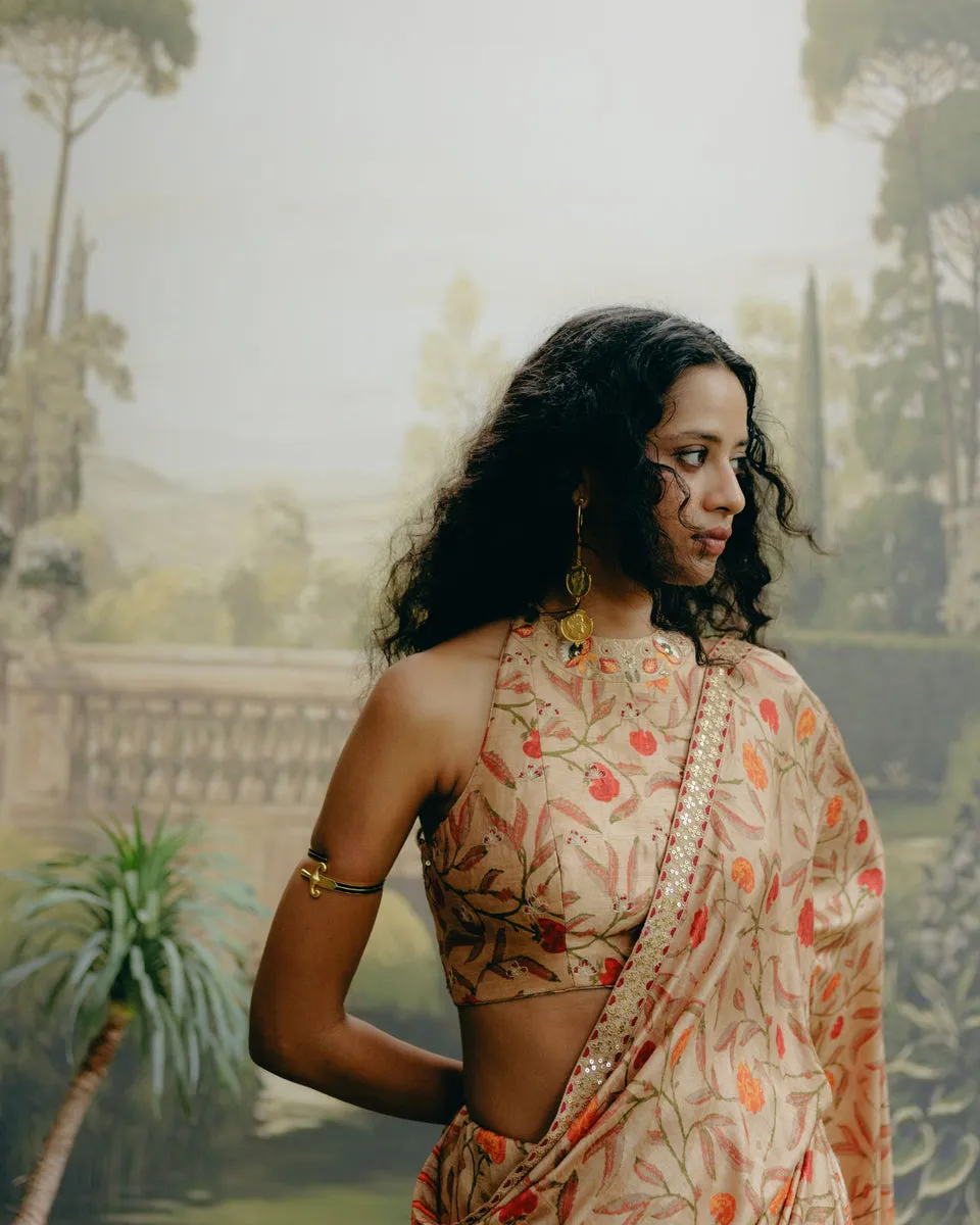 Biscuit Brown Saree sold by Market product image thumbnail 4