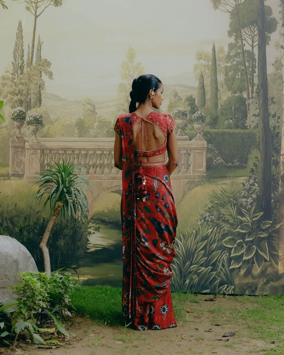 Ruby Red Pre Draped Sareee sold by Market product image thumbnail 2