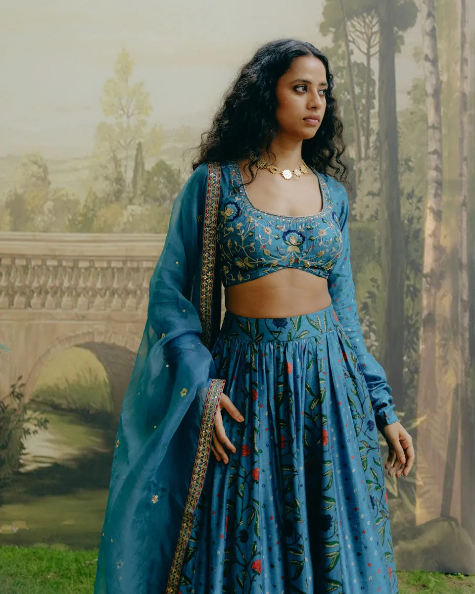 Azure Blue Lehenga sold by Market product image thumbnail 5