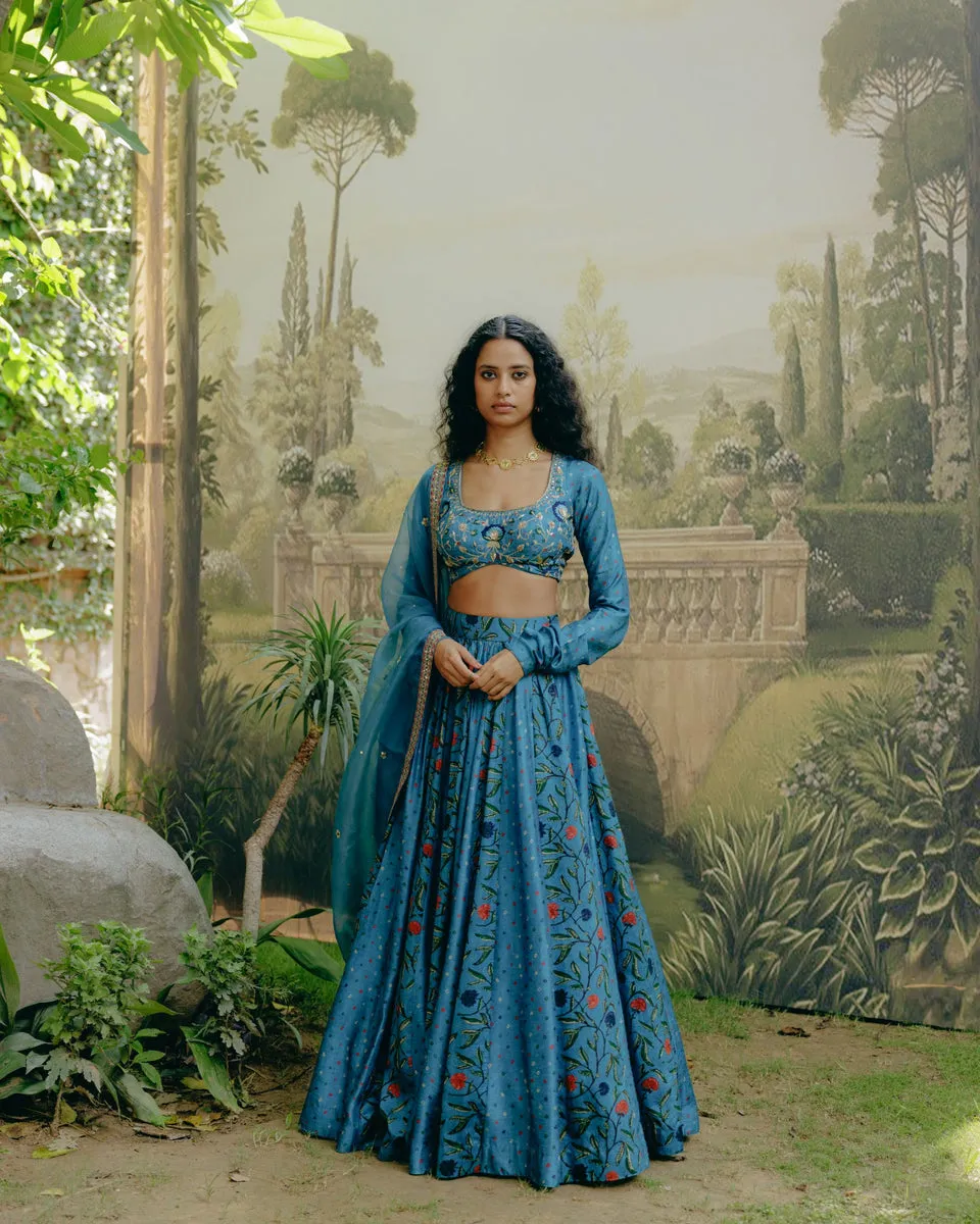 Azure Blue Lehenga sold by Market product image thumbnail 4