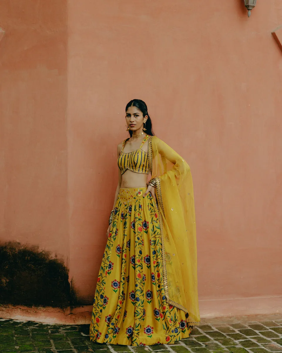 Sunflower Yellow Lehenga sold by Market