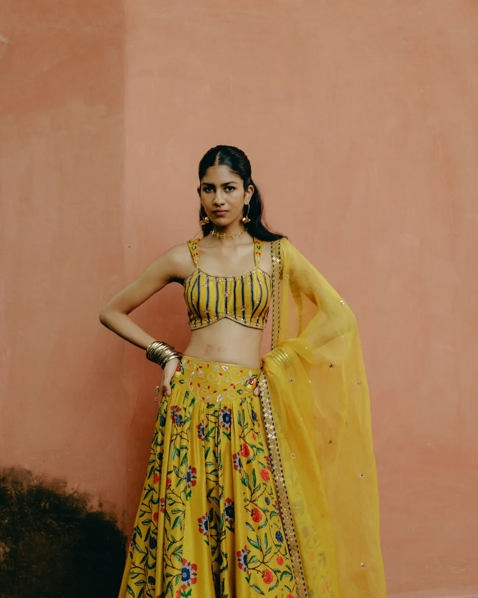 Sunflower Yellow Lehenga sold by Market product image thumbnail 4