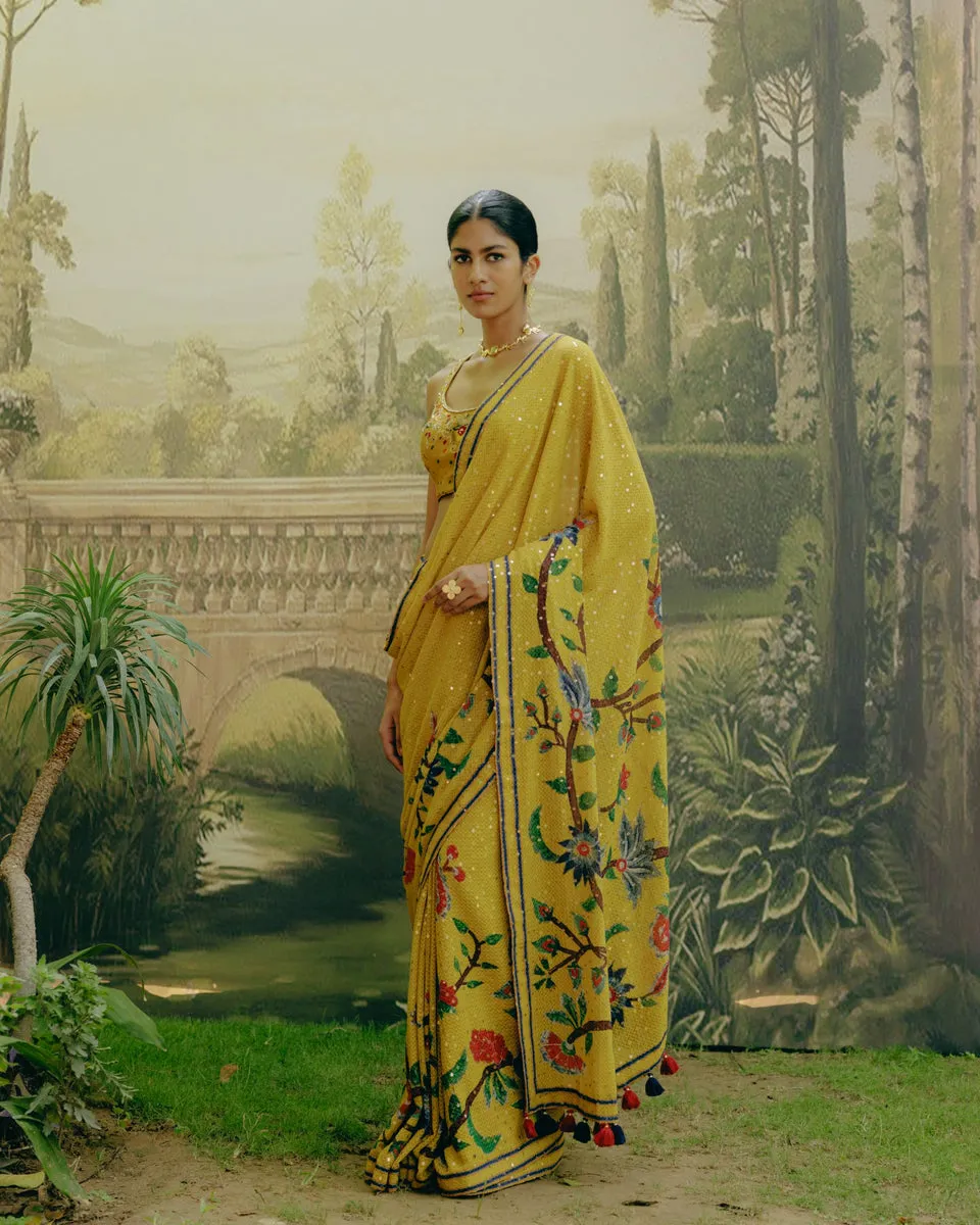Sunflower Yellow Saree sold by Market product image thumbnail 5
