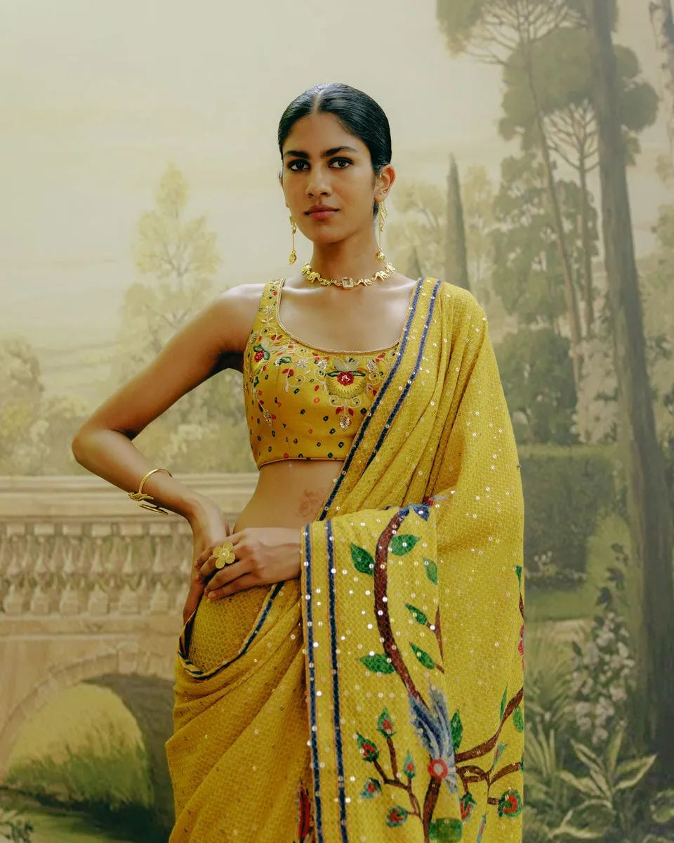 Sunflower Yellow Saree sold by Market product image thumbnail 4