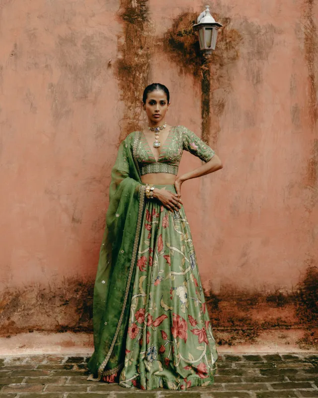 Jade Green Lehenga sold by Market