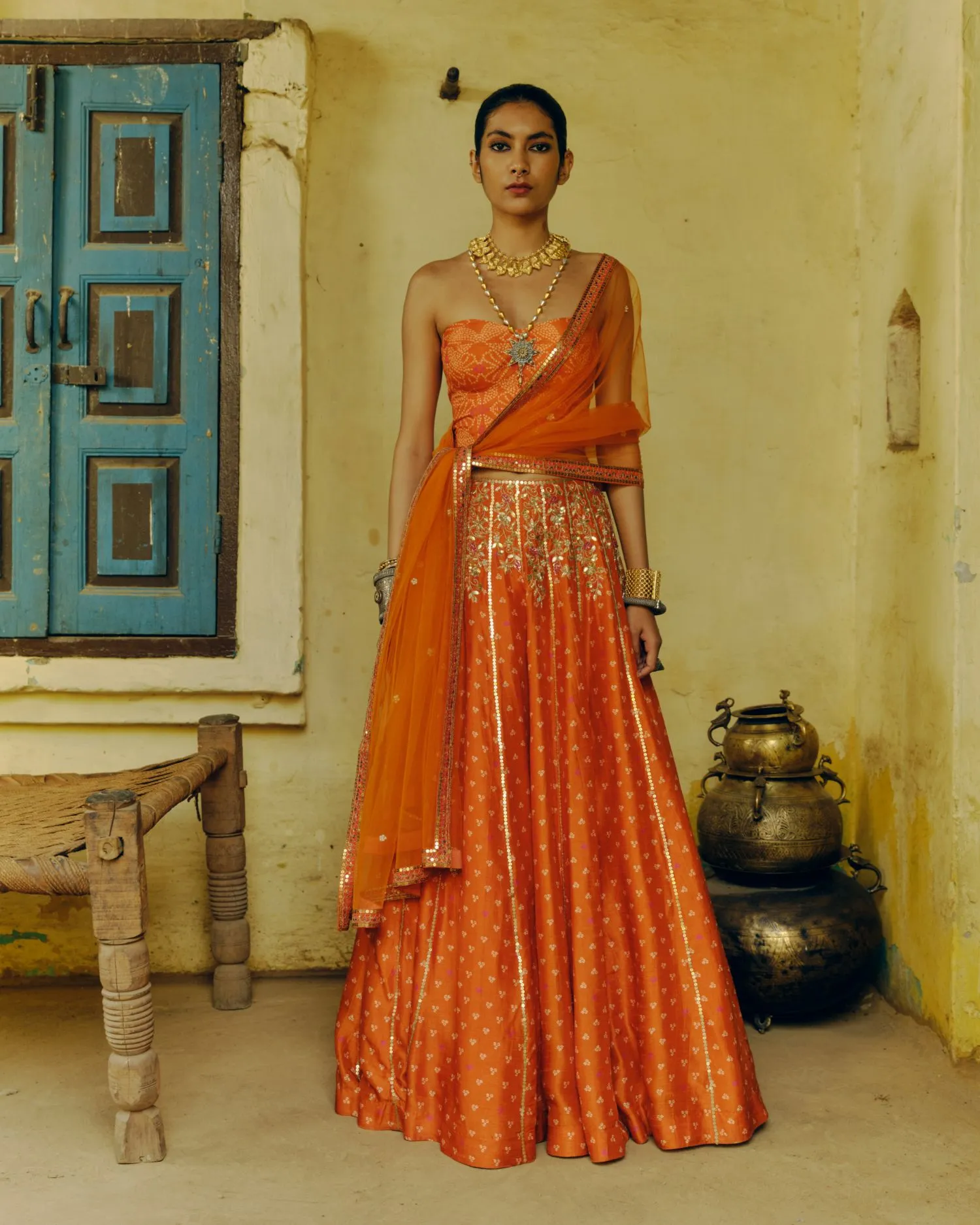 Rust Lehenga sold by Market