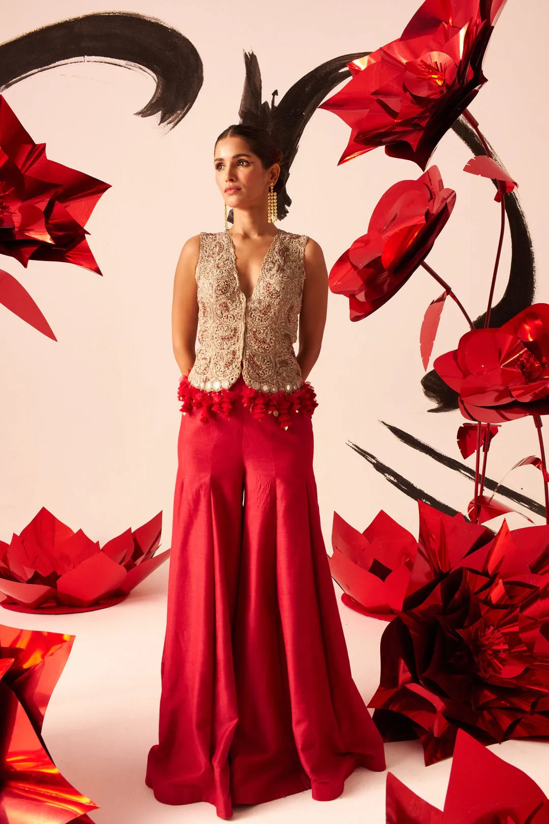 Embroidered Jacket & Kalidar Sharara Set sold by Market product image thumbnail 3