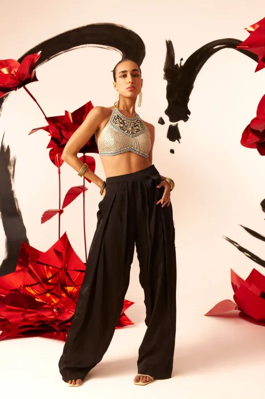 Embroidered Halter Blouse and Pants Set made by Market