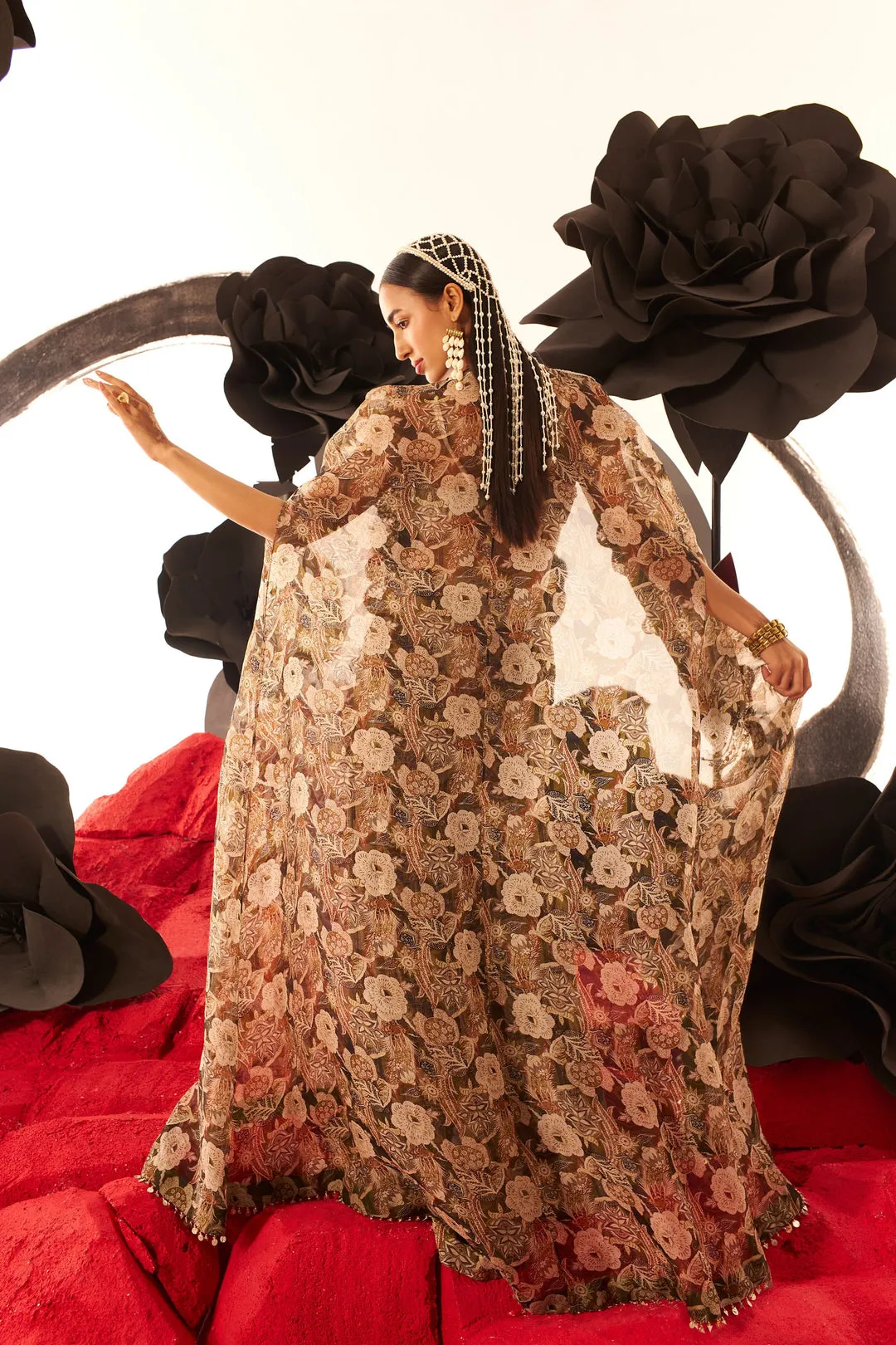 Abstract Floral Cape & Flared Pants Set sold by Market product image thumbnail 2