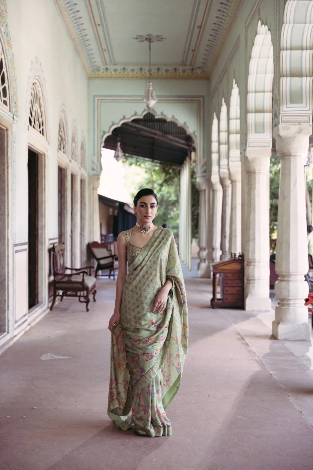 Seafoam Green Saree sold by Market