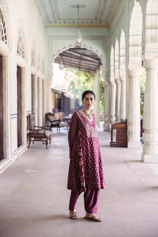 Plum Kalidar Kurta made by Market