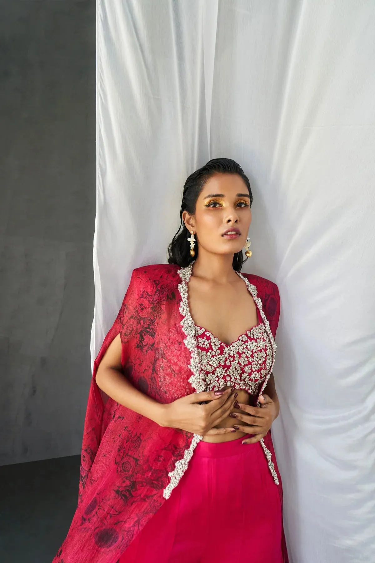 Fuchsia Blossom Cape and Sharara Set sold by Market product image thumbnail 3