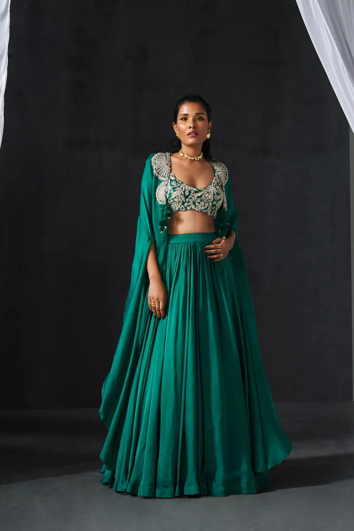 Teal Green Lehenga Cape Set sold by Market product image thumbnail 2