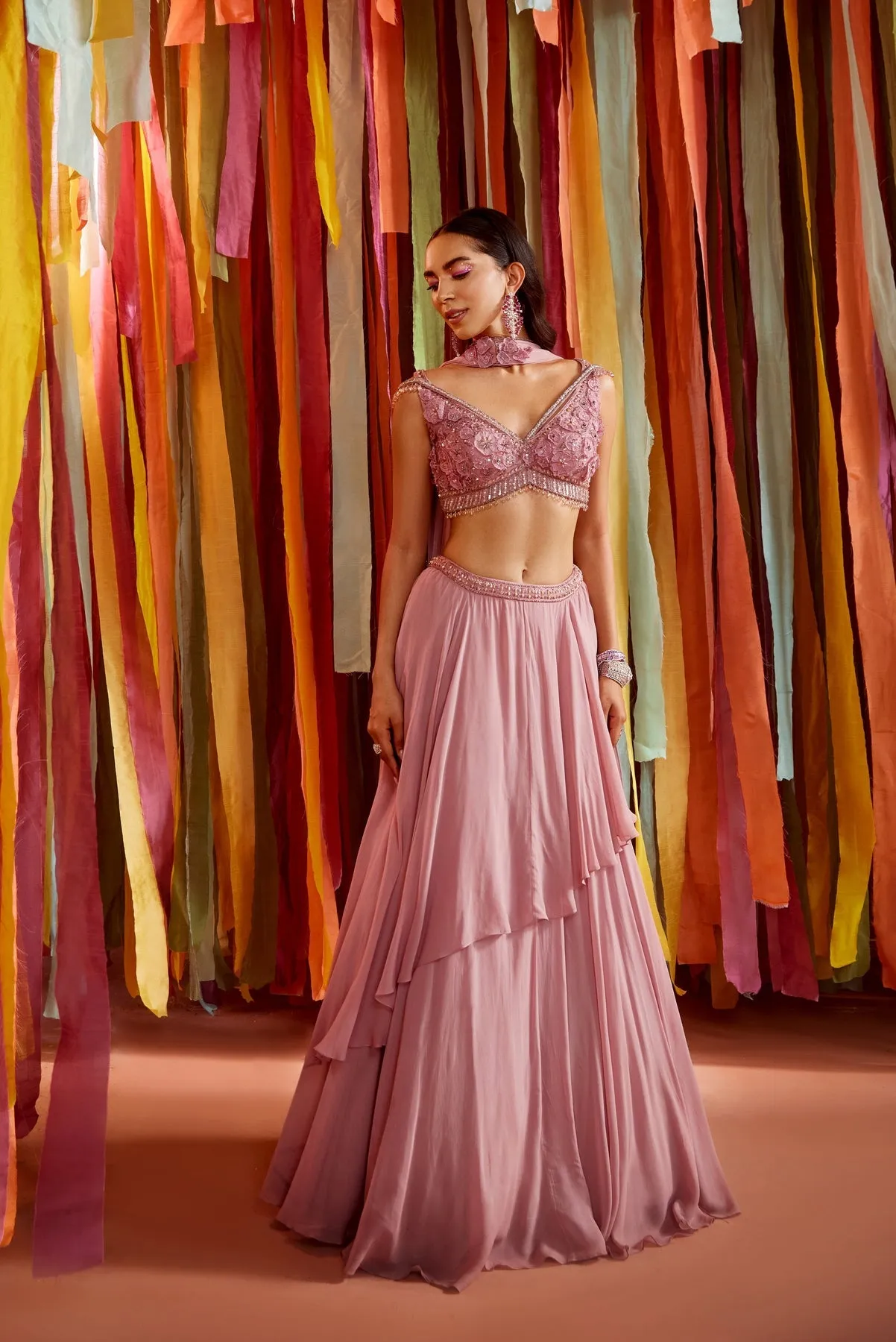 Mauve Lehenga Ensemble sold by Market