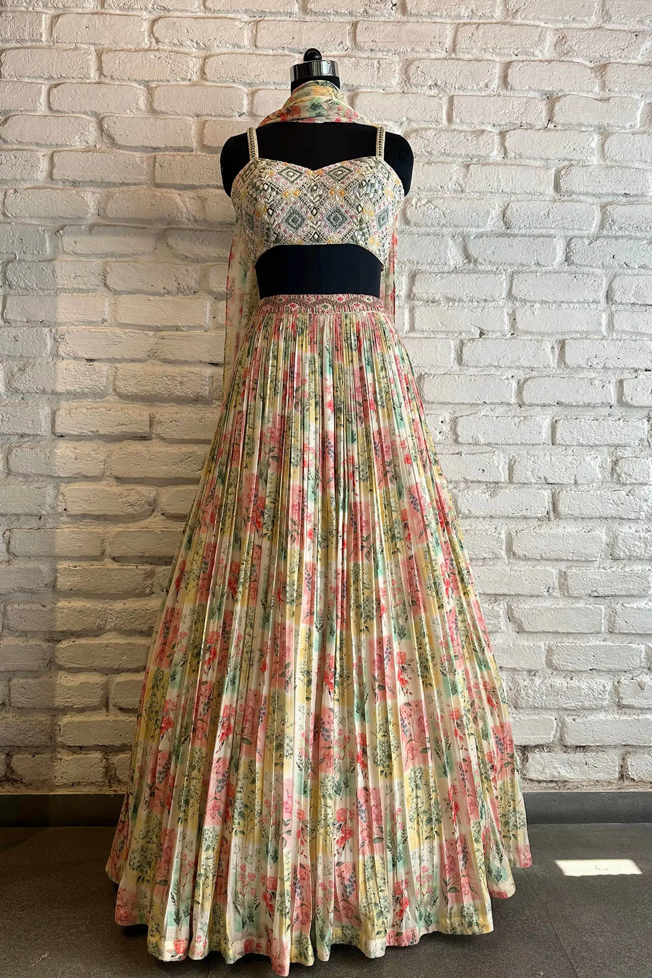 Off White Nirvi Lehenga sold by Market