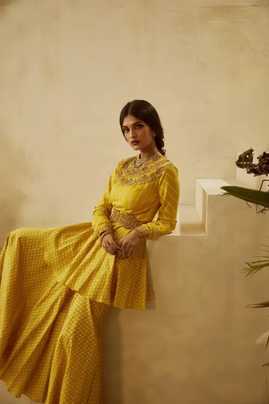 Yellow Nukta-Bindu Kurta Sharara Set | Ready to Ship sold by Market