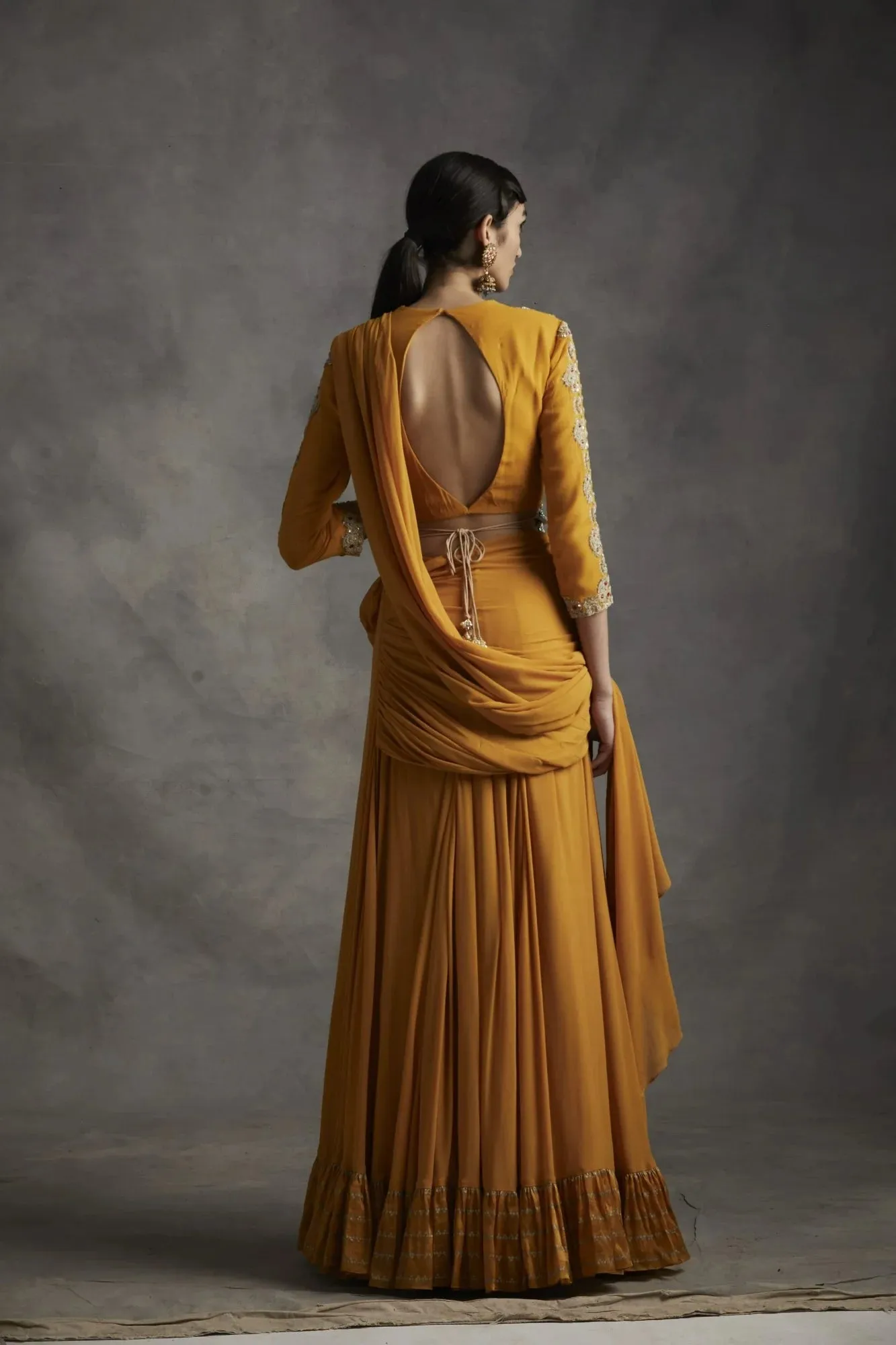 Haldi Pleated Saree With Belt | Ready to Ship sold by Market product image thumbnail 2