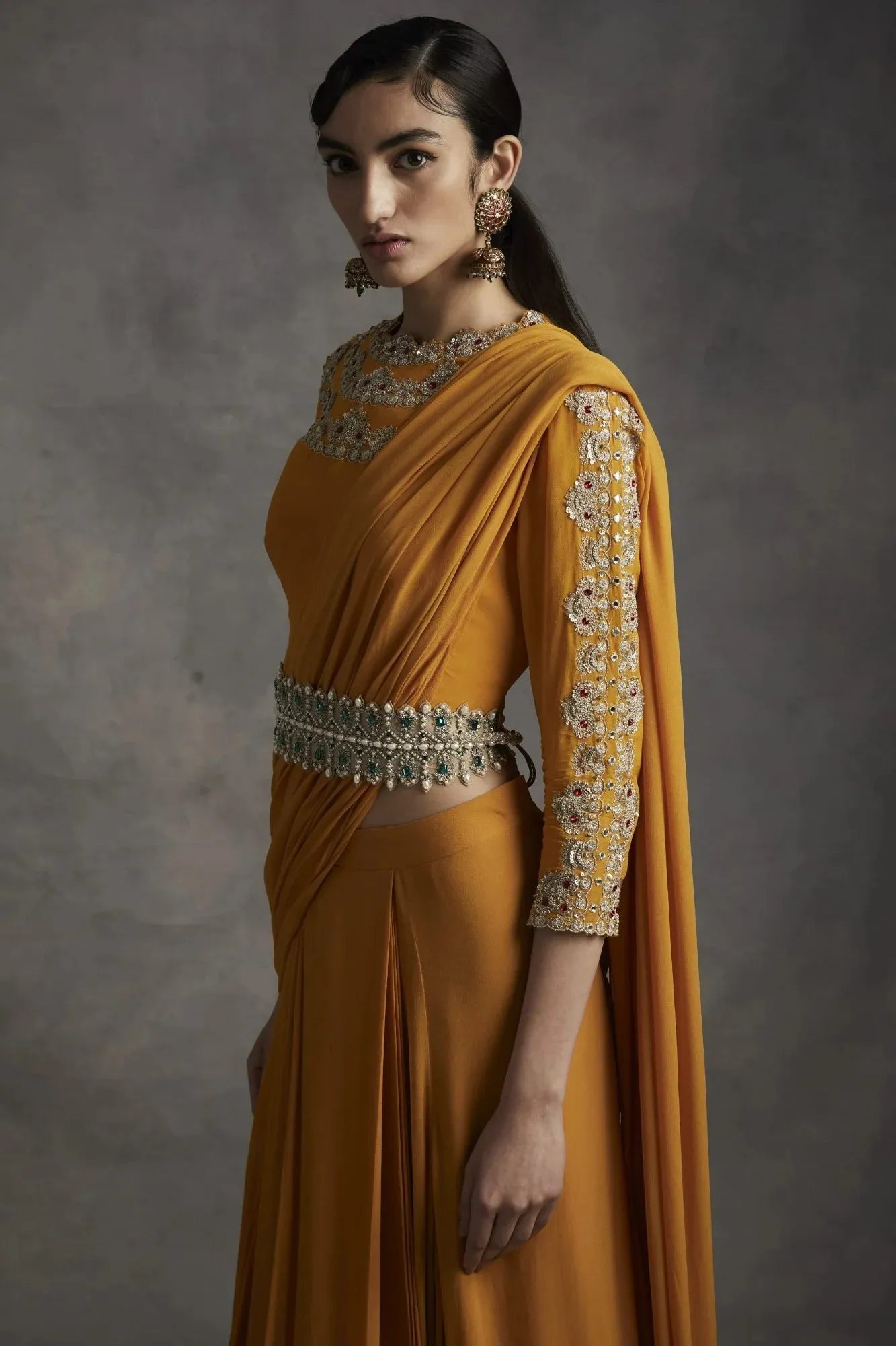 Haldi Pleated Saree With Belt | Ready to Ship sold by Market product image thumbnail 3