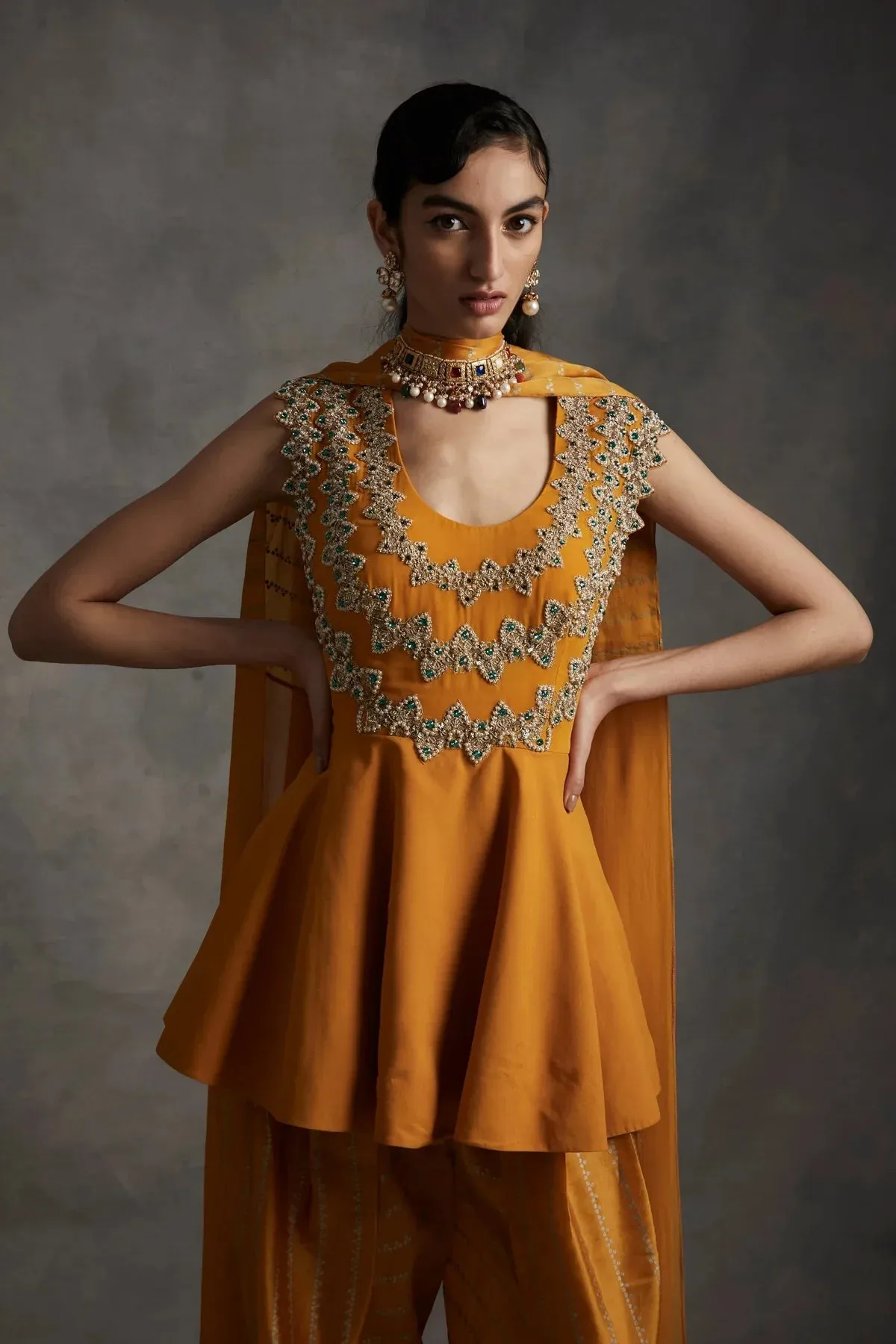 Haldi Embroidered Peplum & Dhoti sold by Market product image thumbnail 3