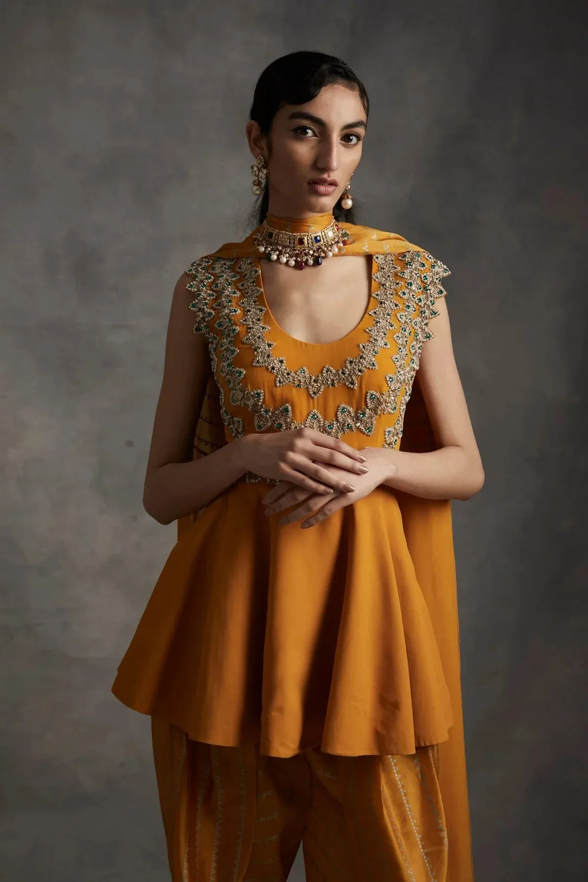 Haldi Embroidered Peplum & Dhoti sold by Market