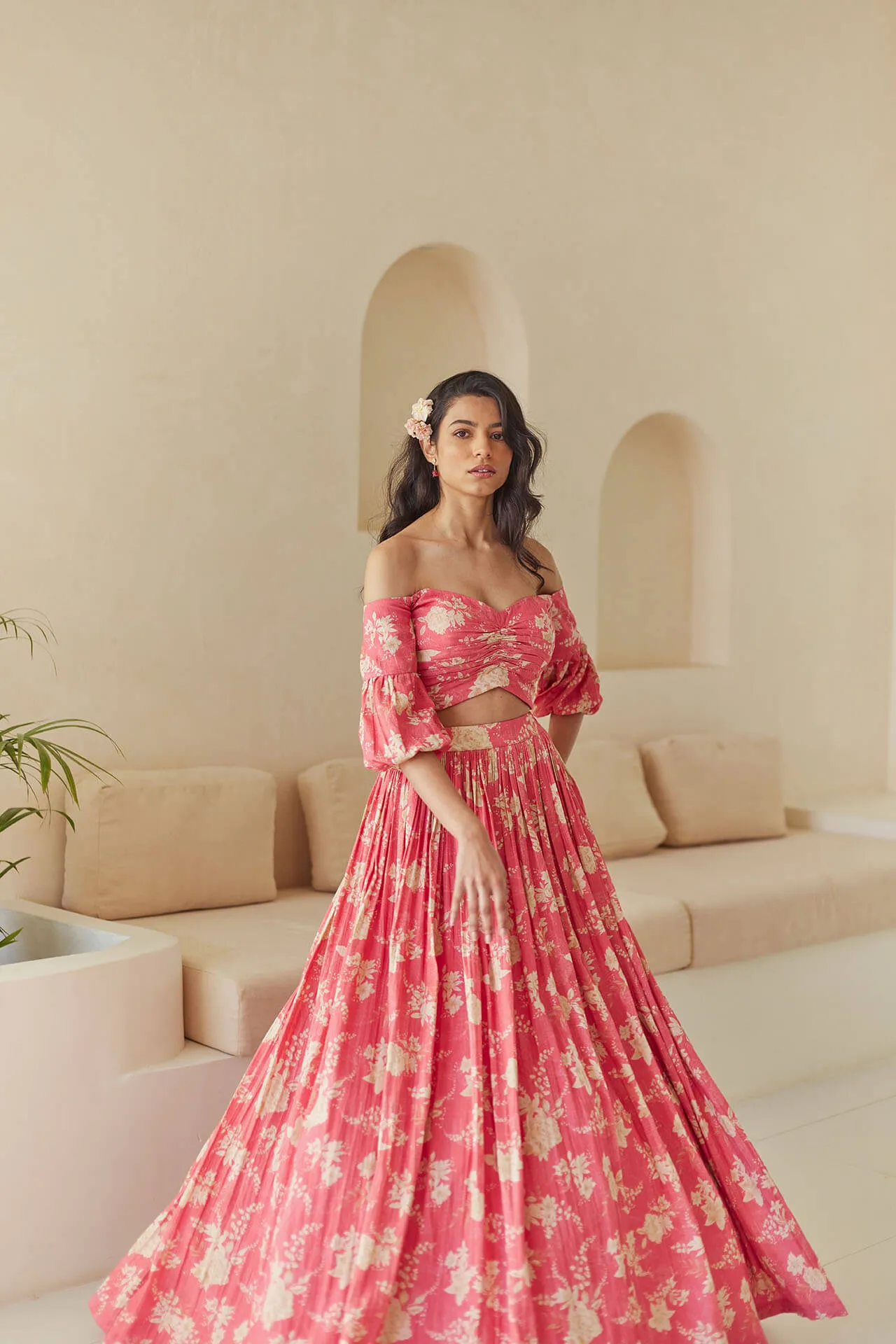 Floral Cold Shoulder Lehenga sold by Market product image thumbnail 3