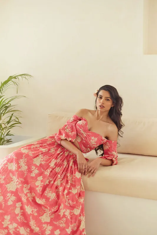 Floral Cold Shoulder Lehenga sold by Market