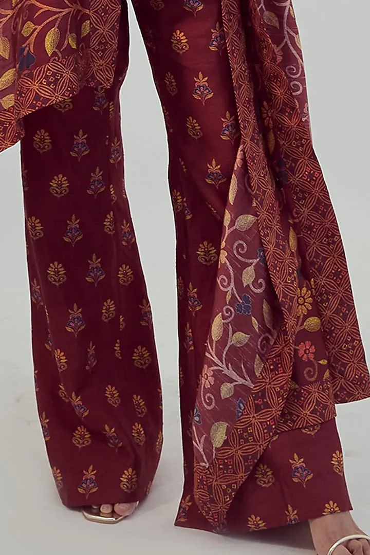 Maroon Hand Embroidered Kurta Set sold by Market product image thumbnail 3