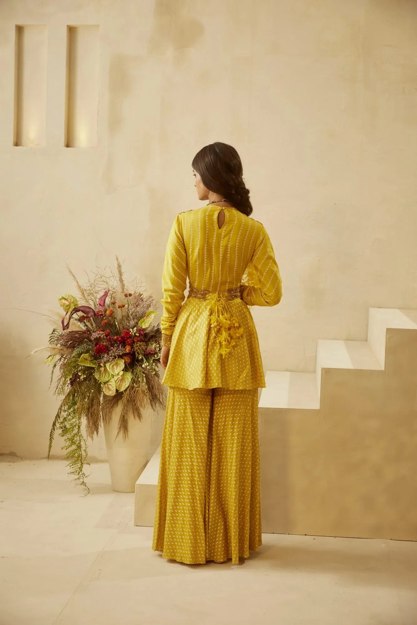 Yellow Nukta-Bindu Kurta Sharara Set sold by Market product image thumbnail 4