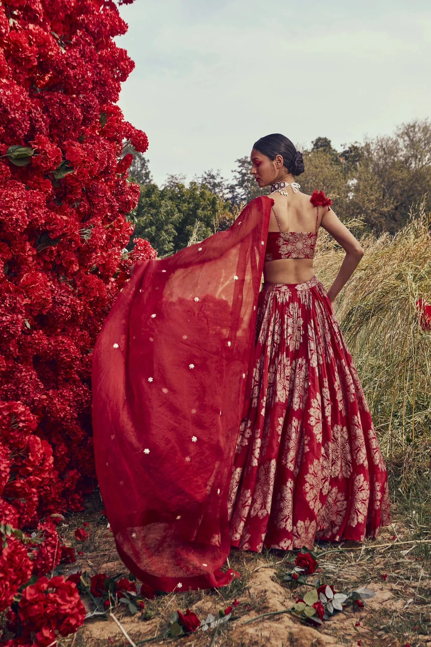 Red Tara Print Lehenga Set sold by Market product image thumbnail 2