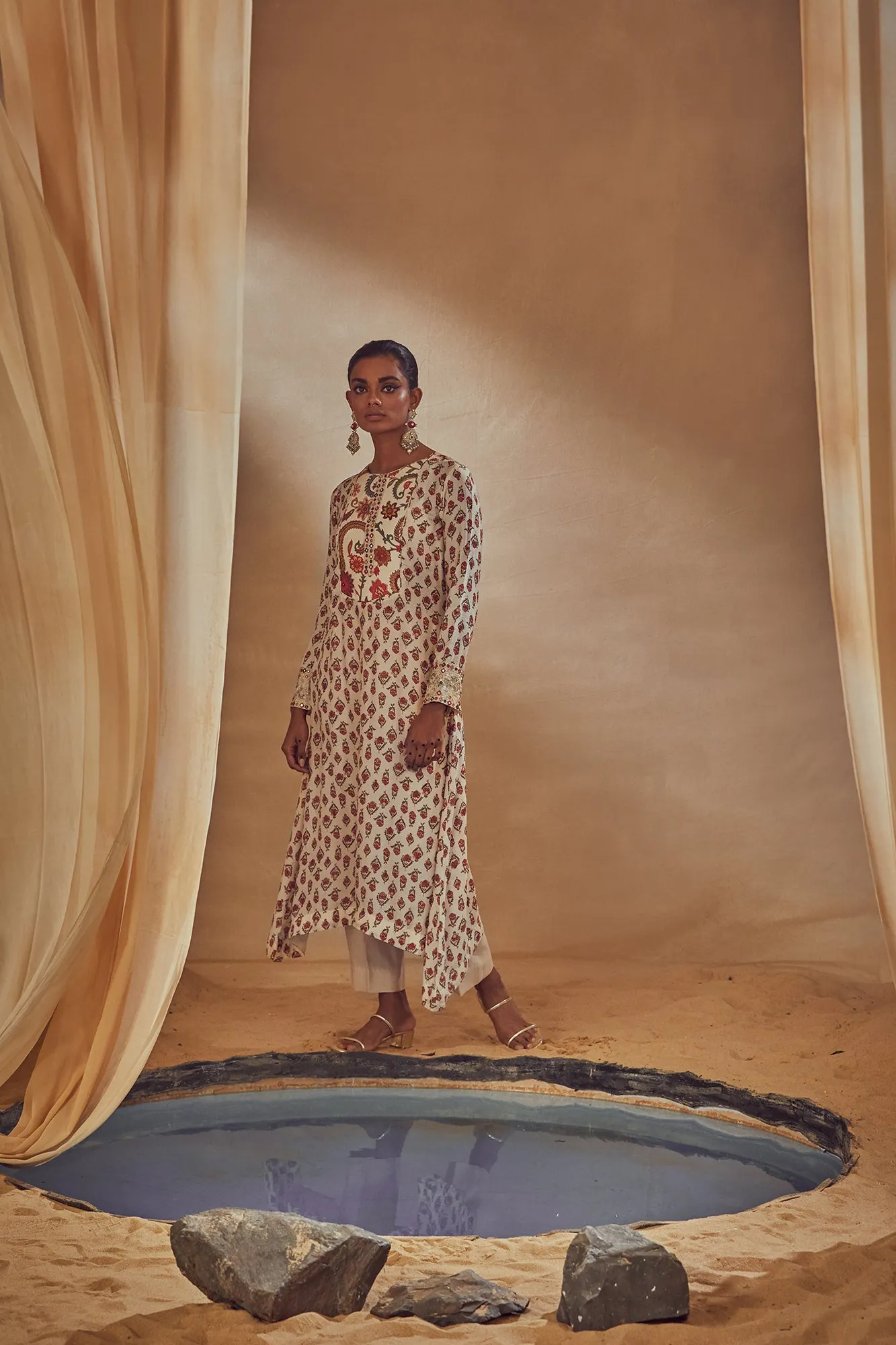 Ivory Embroidered Kurta Set sold by Market