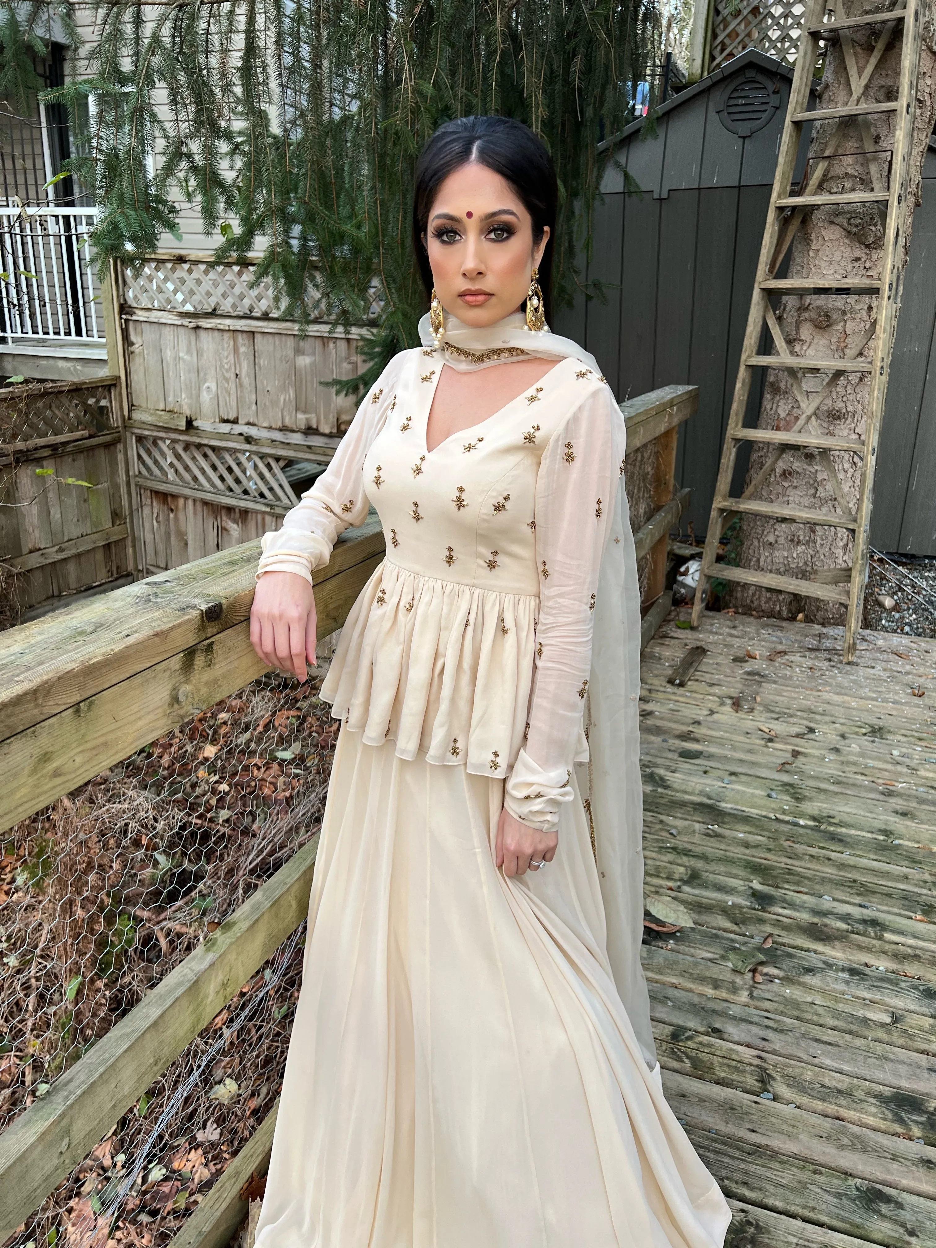 Ivory Embroidered Peplum Ensemble sold by Market