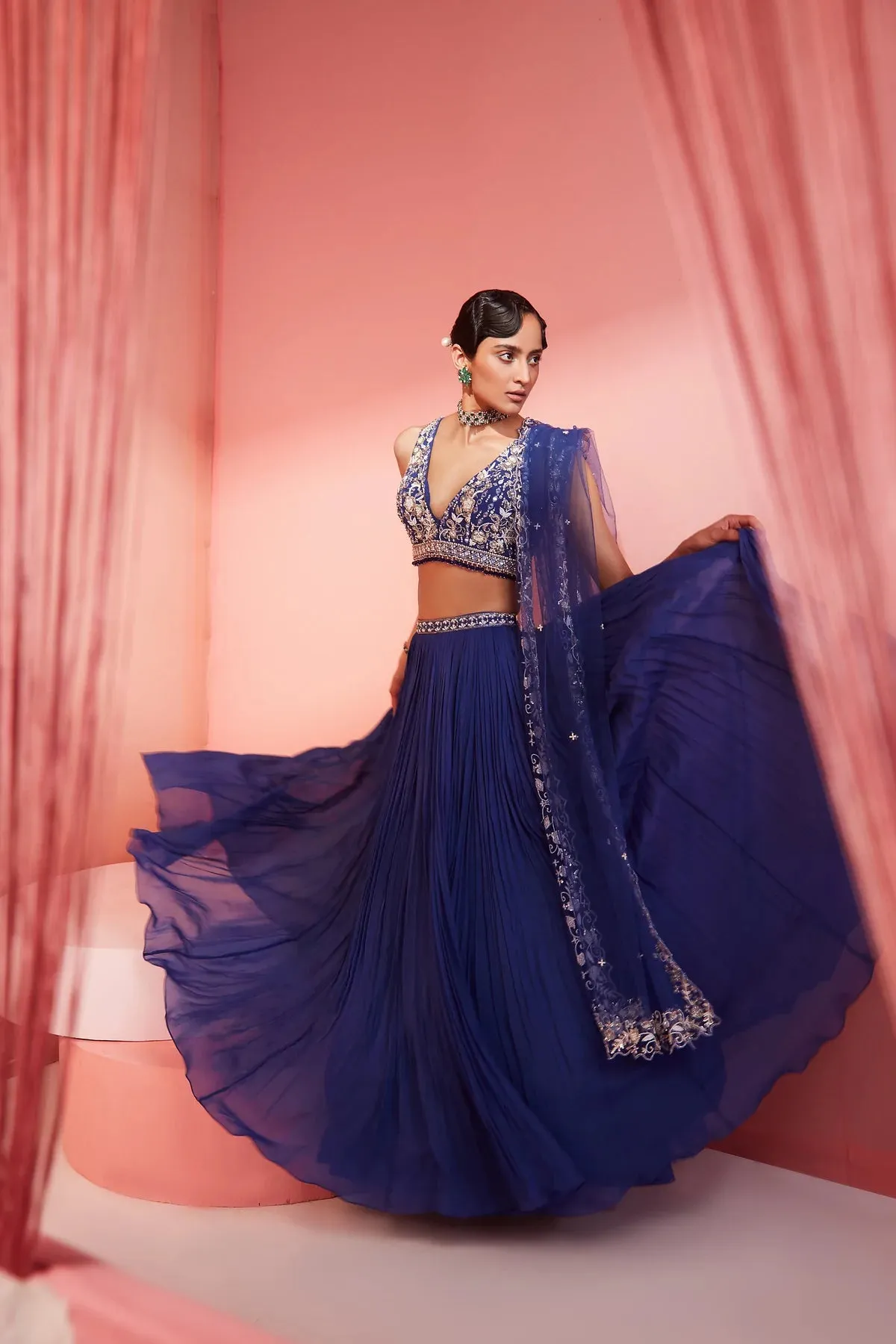 Ink Blue Blouse Skirt and Dupatta sold by Market product image thumbnail 2