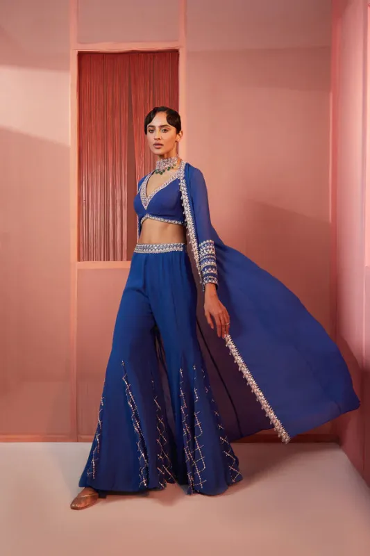 Ink Blue Sharara & Cape Set sold by Market