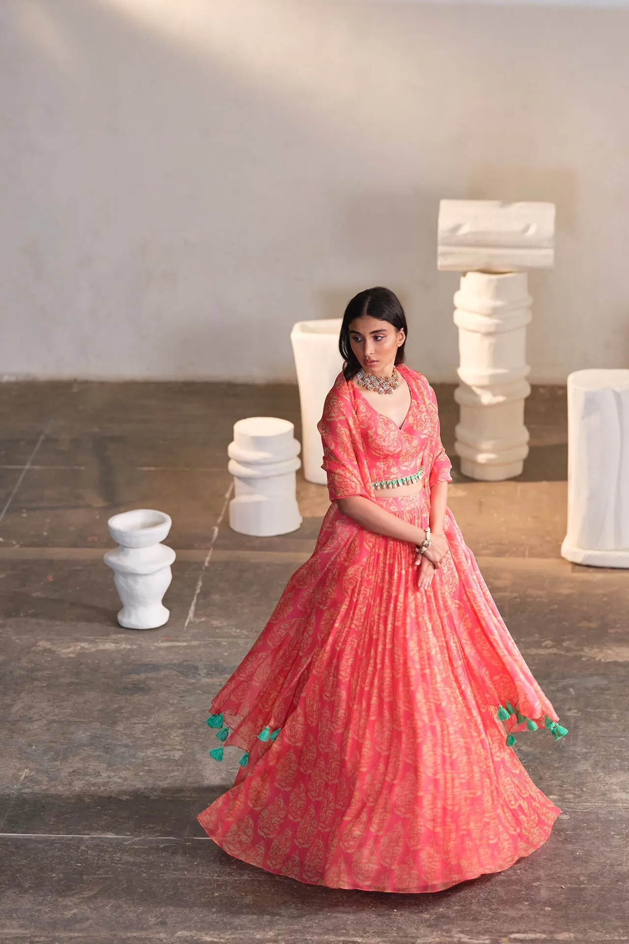 Pink Rose Lengha sold by Market product image thumbnail 3