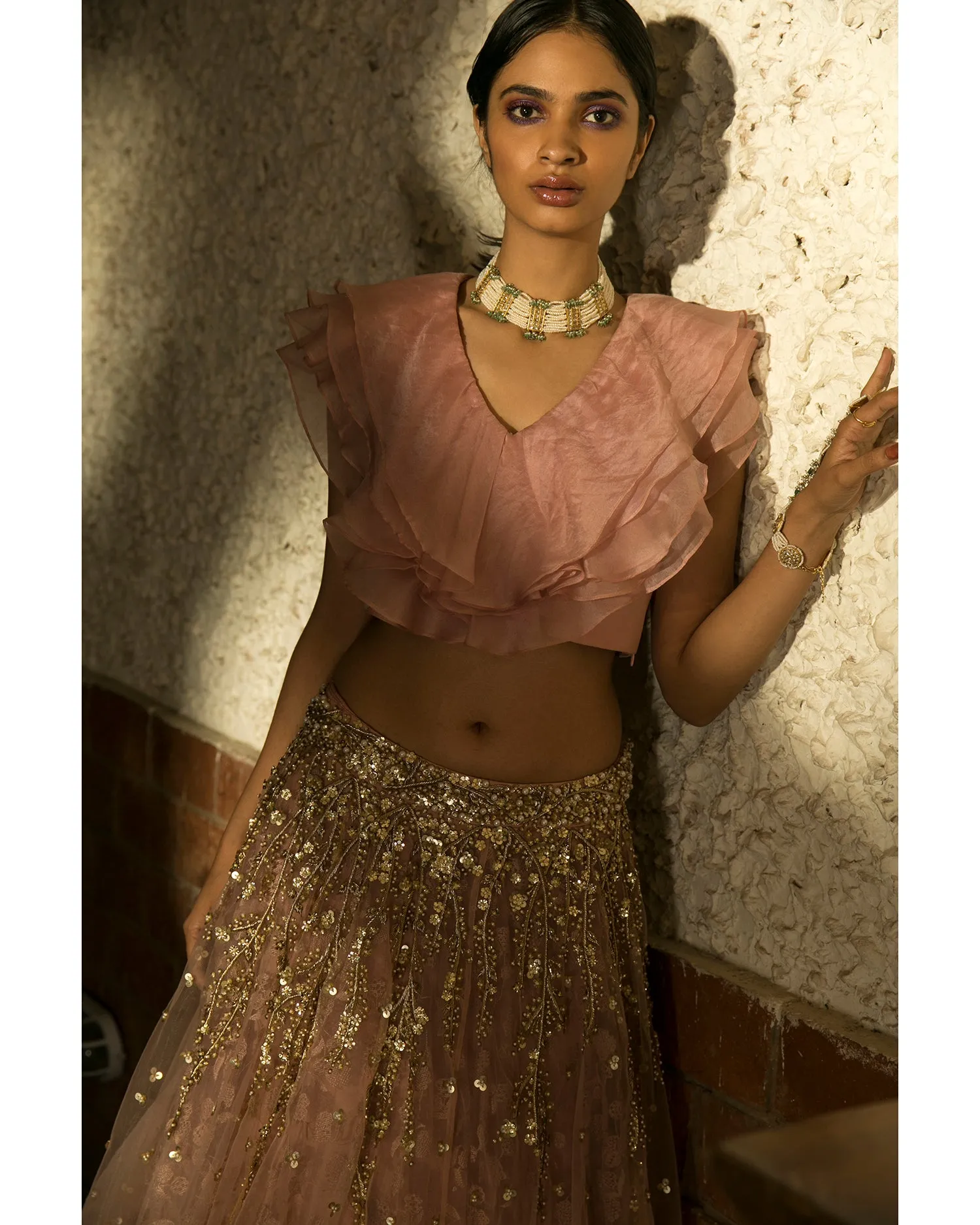 Embroidered Lengha With Ruffle Top sold by Market product image thumbnail 3