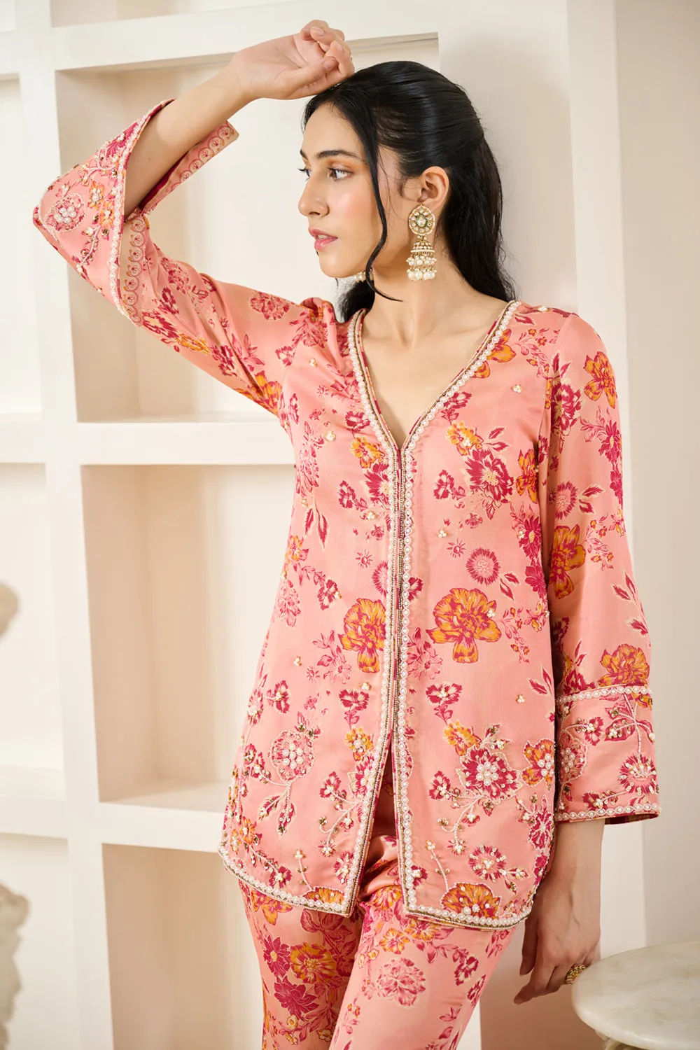 Pink Floral Print Co-ord Kurta Set sold by Market product image thumbnail 2