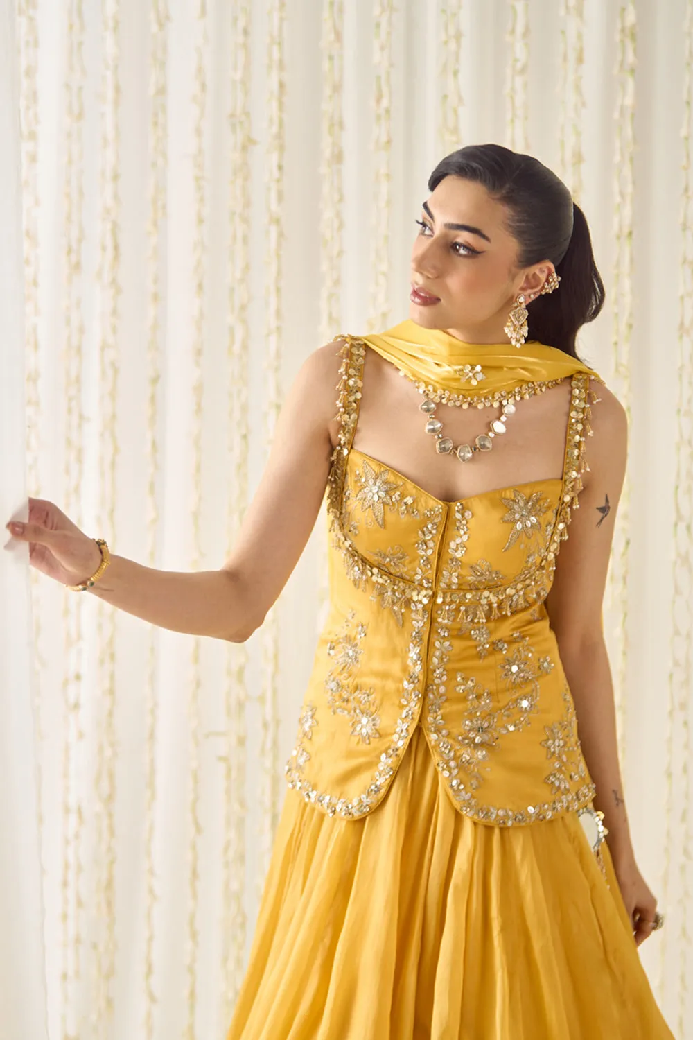Mustard Peplum and Lehenga sold by Market product image thumbnail 4