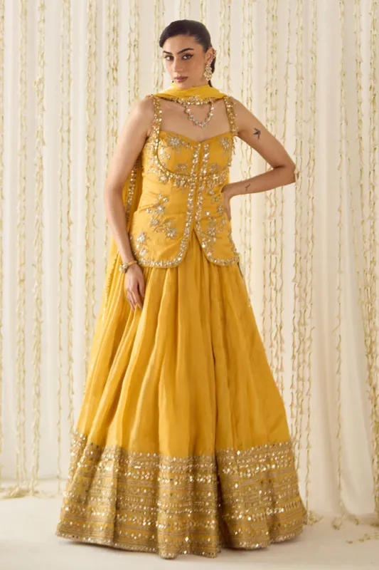 Mustard Peplum and Lehenga made by Market